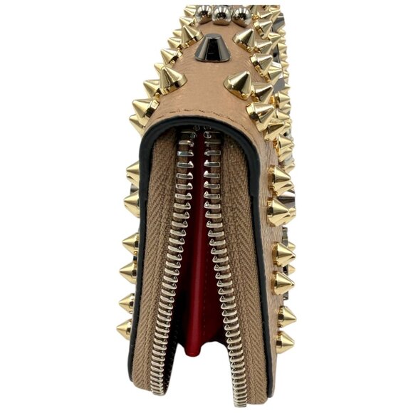 NWT Christian Louboutin Panettone Spiked Calfskin Wallet – Taupe - Picture 7 of 11
